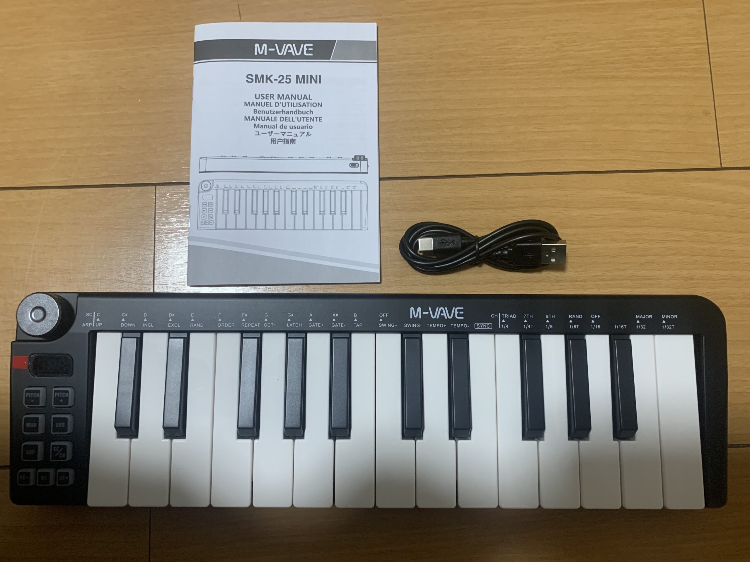 M-VAVE-Mini Teclado MIDI 再記録可能 25 Teclas Teclado De Controle MIDI ミニ コントローラー USB ポート